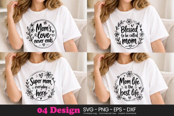 Inspirational Mom Quotes SVG PNG for Embroidery