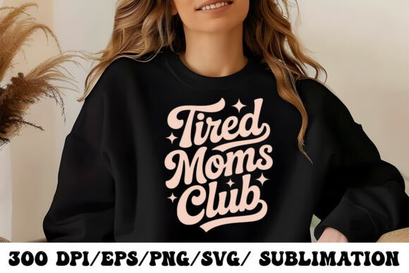 Tired Moms Club Retro Script Lettering